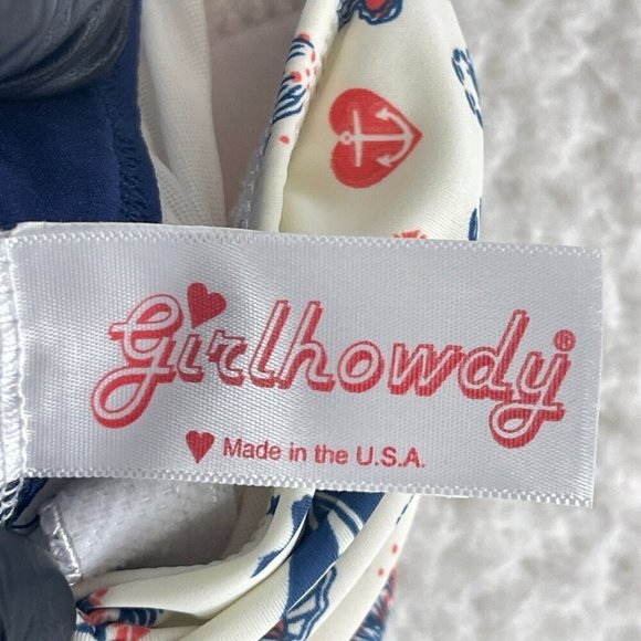 Girl Howdy Nautical Ruched Halter One Piece Swimsuit‎ Womens Made in USA Size 6 - Picture 6 of 10